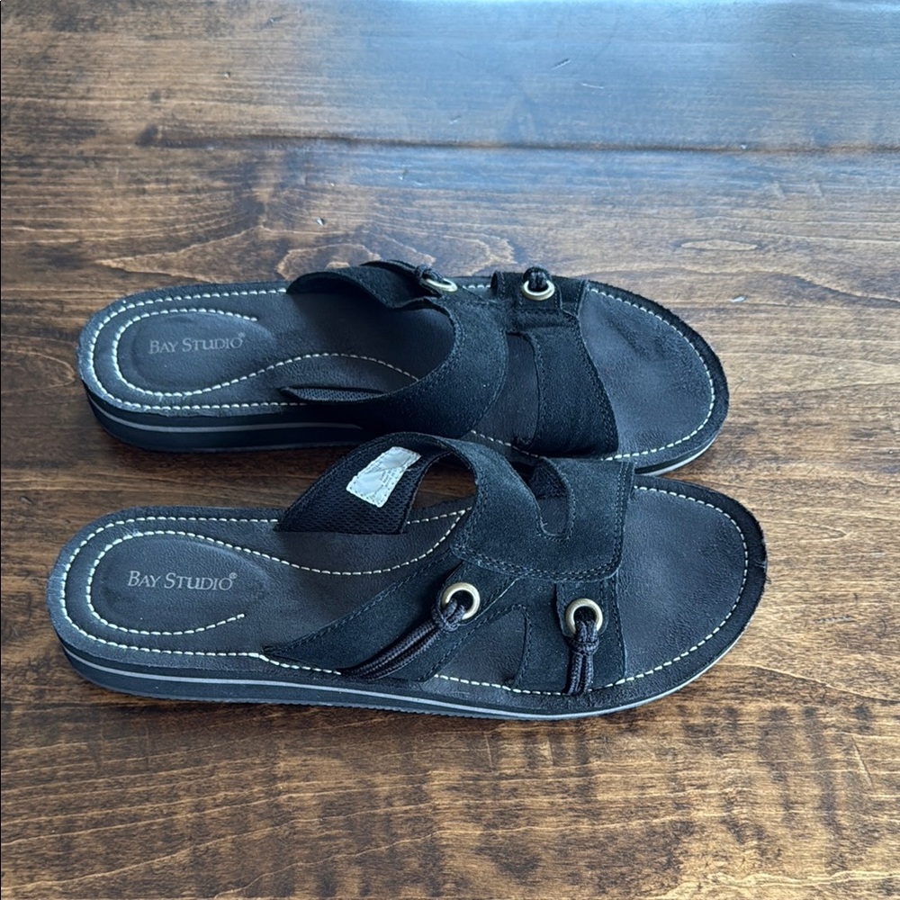 Bay Studio Women's Black Luca Slip-On Sandals Size 10